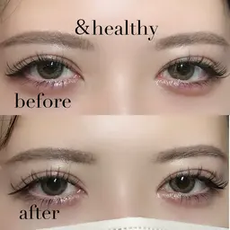 ＆Healthy　ダブルフラット60束　エクステ×パーマ　オフありの場合は施術時間+30分と別途¥600頂きます