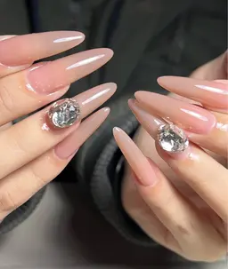 ジェルオフ無料」💕チップ長さだしワンカラーorラメグラデーション パーツ2個付き