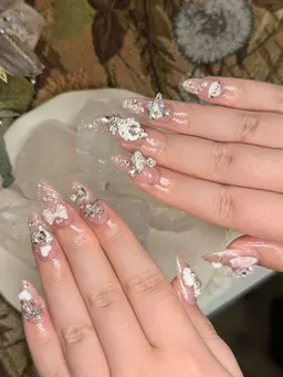 大人気の量産型ネイル🎀 チップ10本長さ出し+ お持ちデザインok!