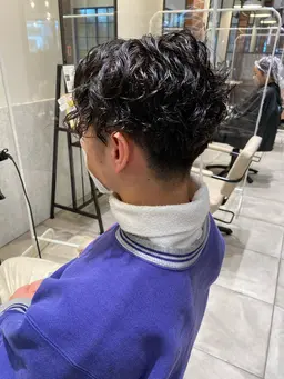 メンズカット、スパイラルパーマ、2ステップトリートメント