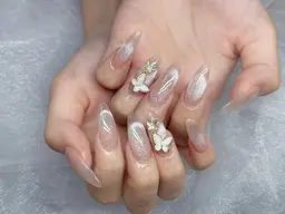 【パーツ2000種類以上】チップ長さだし+マグネット+2個大パーツ/2本ストーンつけ放題