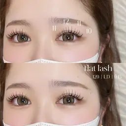 〈マツエク〉🎀LD/LCカール🎀フラットラッシュ120本¥7,920→¥6,820🍒初回オフ無料！！