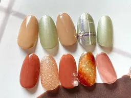 🍁(オフ込み)チェック&べっ甲ネイル/6週間長持ち