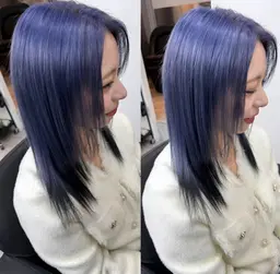 【💙💜寒色ハイトーン💜💙】《ブリーチ➕ケアカラー➕2stepトリートメント》※鎖骨下5cm​〜​「➕1,000」