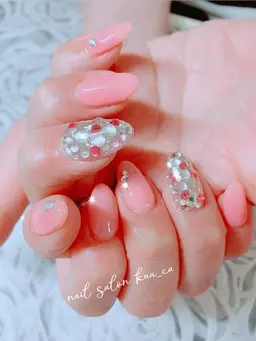 【オフなし】ストーン埋め尽くし❣️ハンド✨ワンカラー&2本ストーン埋め尽くしデザイン♡