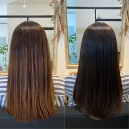 ✨繰り返してもパサつきにくいうるツヤカラー✨ダメージ要因の化学物質を極力省いたことで髪に負担が少ない薬剤にて施術します。