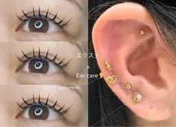マツエク(Wフラットラッシュ)70束×Ear care(耳つぼほぐし)30分