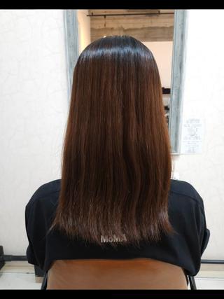 縮毛矯正とカラーを同時にし、ツヤツヤに仕上げました*