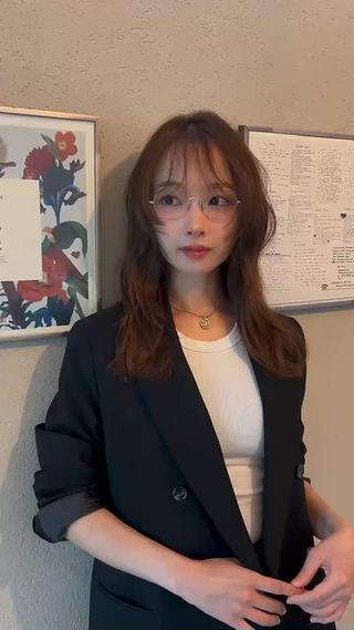 セミロング カラー パーマ 透明感カラー.渋谷 chisaのヘアスタイル