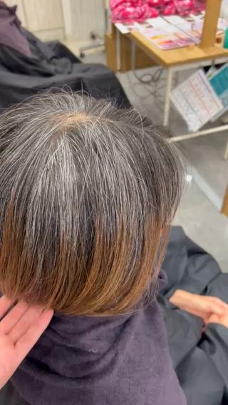ショート カラー 白髪ぼかし/太白区 富沢/名取千葉達人のヘアスタイル