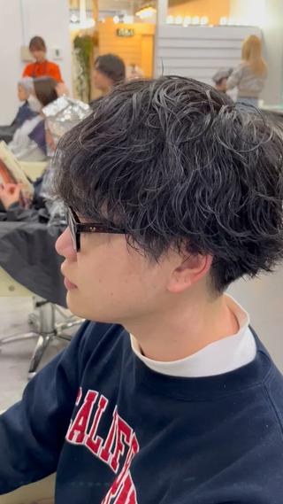 ショート パーマ メンズ ダブルカラー メンズパーマ大成のヘアスタイル