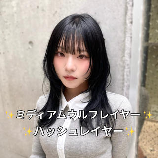 セミロング カラー ハッシュカット/艶感 カラー/ユウキ✨のヘアスタイル