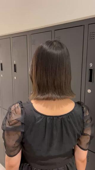 ミディアム カラー ヘアアレンジ 暗髪カラー🫐 おくだりんかのヘアスタイル