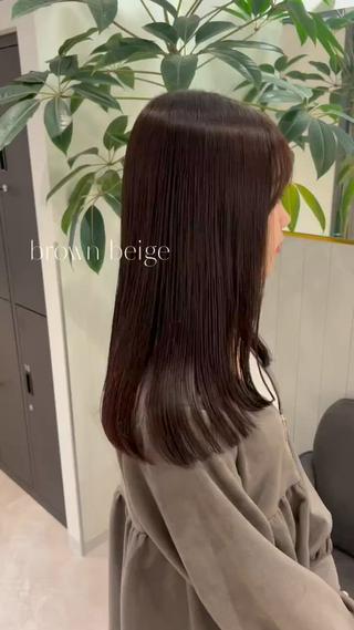ミディアム カラー ヘアアレンジ 暗髪/くすみカラー おくだりんかのヘアスタイル