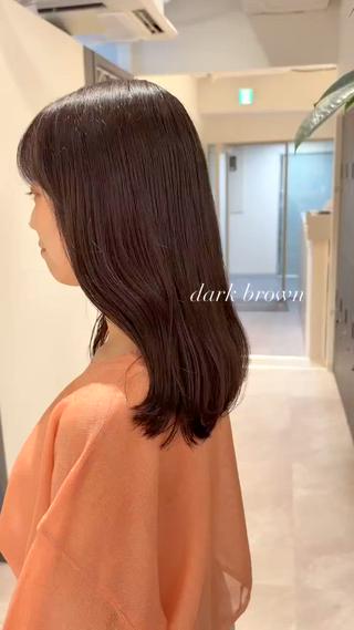 ミディアム カラー ヘアアレンジ 暗髪/くすみカラー おくだりんかのヘアスタイル