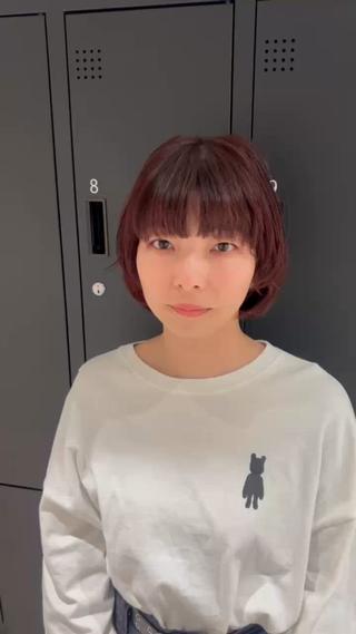 ショート カラー ヘアアレンジ 暗髪/くすみカラー おくだりんかのヘアスタイル