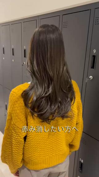セミロング カラー ヘアアレンジ 暗髪カラー🫐パーマ おくだりんかのヘアスタイル
