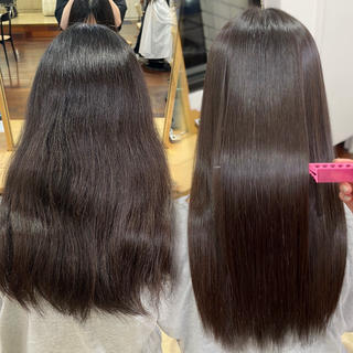 元々うねりの強かったお客様のbeforeafter
うねり、ボリュームを抑えて艶々サラサラに