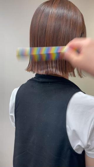 酸性縮毛でサラツヤ髪でまとまりのあるボブに♡