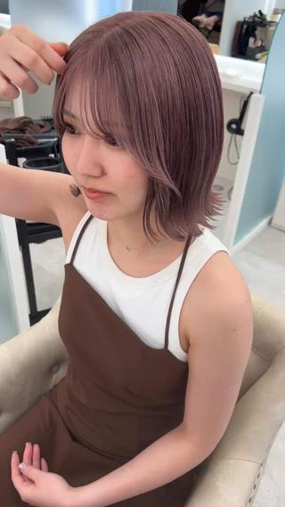 ブリーチからのピンク味のあるミルクティー