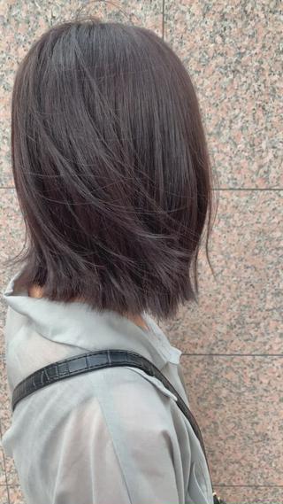 切りっぱなしボブ　× ラベンダーグレージュ 