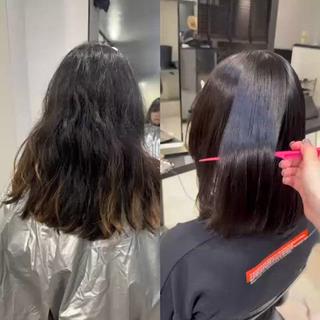 ミディアム カラー パーマ 透明感カラー✂︎ /縮毛矯正/YUKAのヘアスタイル