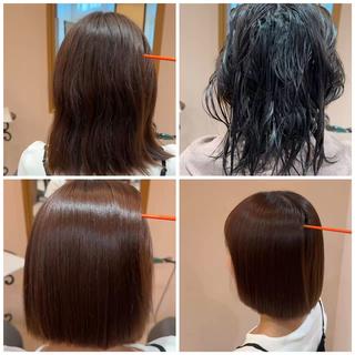 ミディアム 縮毛矯正の イソベのヘアスタイル