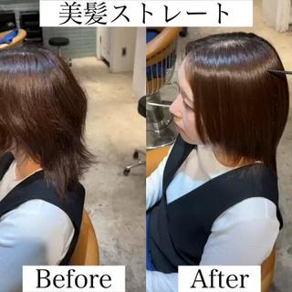 ミディアム 縮毛矯正/髪質改善 /表参道/千田大地のヘアスタイル