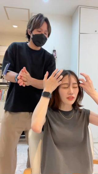 ミディアム カラー パーマ ナカ ヒサシのヘアスタイル