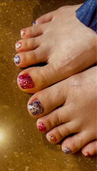 glitter foot nail