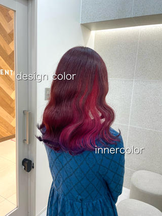 セミロング ゆさこのか ダブルカラー/縮毛のヘアスタイル