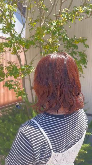 ミディアム パーマ 艶カラー/レイヤー カット🫧あいりのヘアスタイル