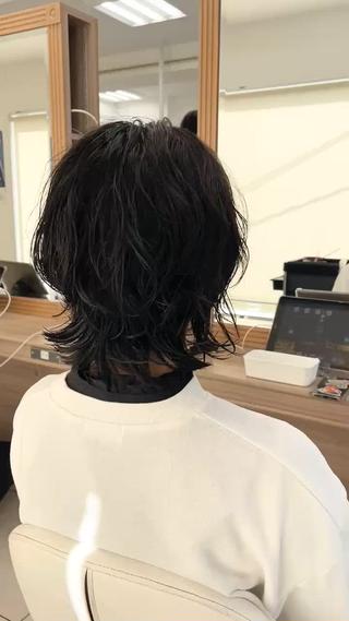 ボブベースのショートウルフにゆるふあパーマ 