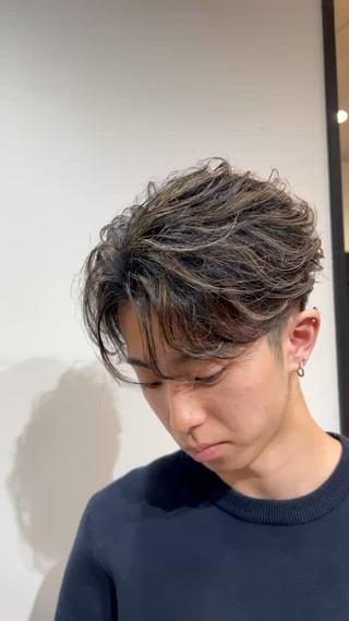 ミディアム メンズ特化パーマ &カラー🔥小倉大和のヘアスタイル