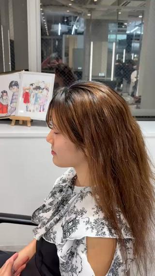 ミディアム カラー 海外風パーマ カラー特化園田　楓莉のヘアスタイル