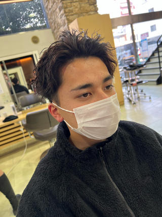 パーマ メンズ 波巻き/シャドウ/ レイヤー/ボブ航太のヘアスタイル
