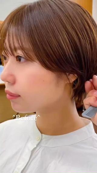 ショート カラー 似合わせレイヤー/ ケアパーマ/高倉のヘアスタイル
