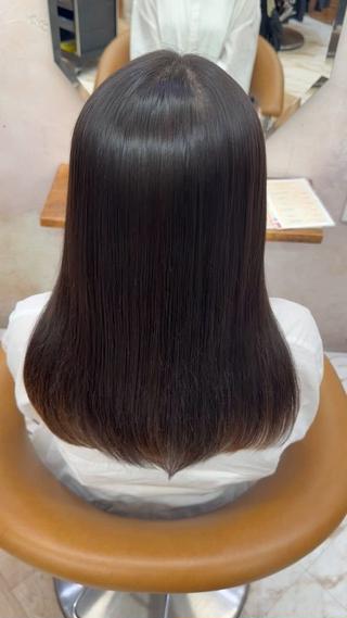 ミディアム ブリーチなし 透明感カラー/艶髪のヘアスタイル