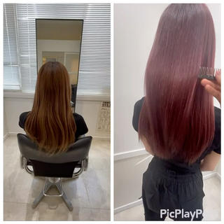 ロング カラー 髪質改善縮毛矯正,ブ リーチ縮毛矯正KEIのヘアスタイル