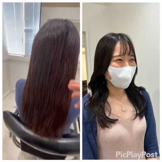 縮毛矯正で癖を伸ばして韓国風カットで巻ける縮毛矯正
カラーは透明感カラーで!