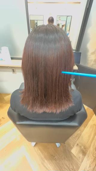 癖が少なく広がりが気になっていた方なため髪質改善をさせていただきました!縮毛矯正よりはダメージはかかりにくいです!