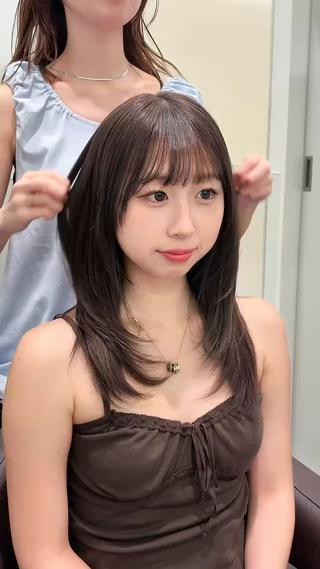 セミロング 盛れる透明感カラー momokaのヘアスタイル