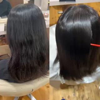 ミディアム 佐藤 翔空【艶 カラー/縮毛矯正】のヘアスタイル