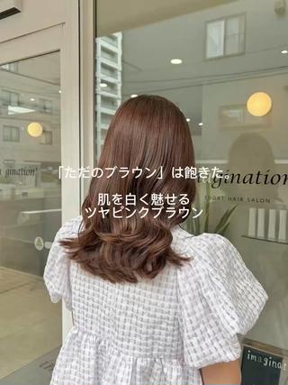 セミロング カラー 韓国ヘアケアブリーチ 莉奈のヘアスタイル