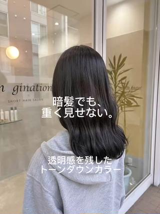 セミロング カラー 韓国ヘアケアブリーチ 莉奈のヘアスタイル