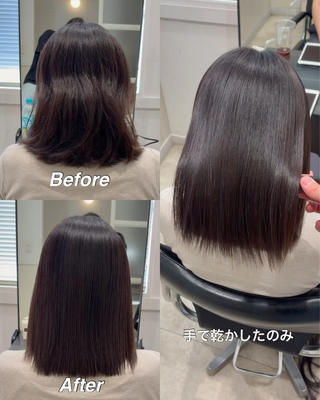 ミディアム 美髪矯正/レイヤー/ コテ巻き風パーマのヘアスタイル