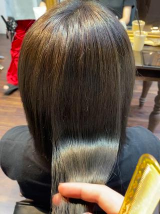 ミディアム カラー パーマ ヘアアレンジ レイヤーカット×髪質 改善🇰🇷シオリのヘアスタイル