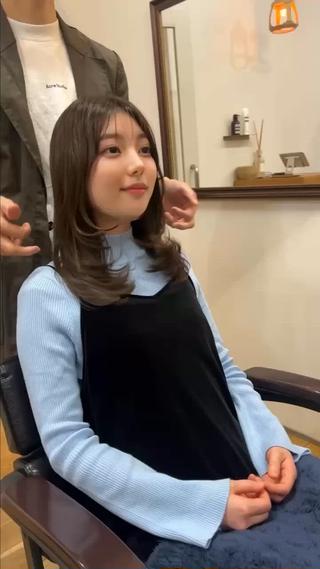 レイヤーカットにストカールで乾かすだけで完成するトレンドレイヤースタイル 