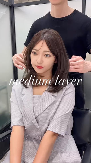 セミロング カラー 韓国レイヤーカット 髪質改善▫️水野有真のヘアスタイル
