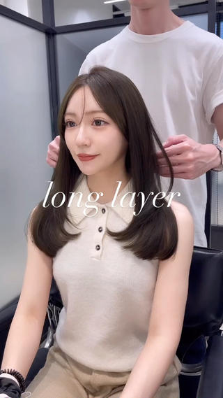 ロング カラー 韓国レイヤーカット 髪質改善▫️水野有真のヘアスタイル